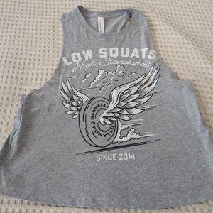 Barbells And Ponytails "Flying Weights" Racer Crop Top Sz S NEW